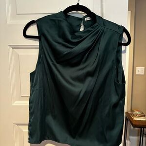 Abercrombie & Fitch Green Asymmetrical Blouse with Mandarin Collar